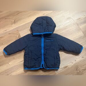 Columbia Navy Blue Double Trouble reversible coat size 6-12 months